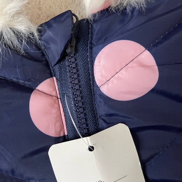 2 for 20) New beautiful toddler hooded puffer coat in navy and pink - Picture 4 of 6